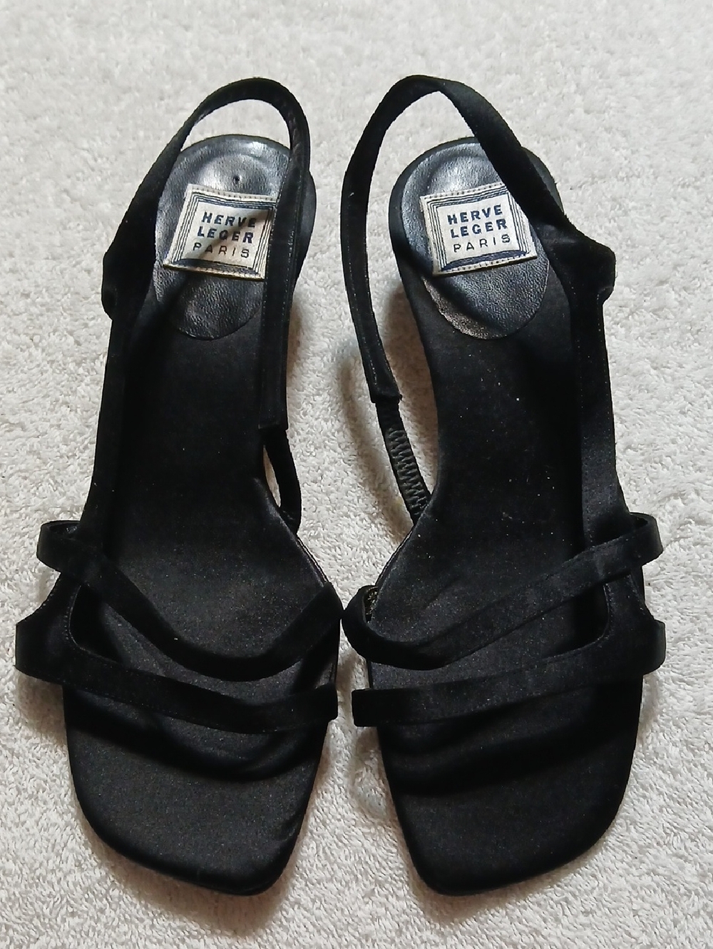 Herve Leger Black Strappy Slingback Sandals Size 38.5 GORGEOUS